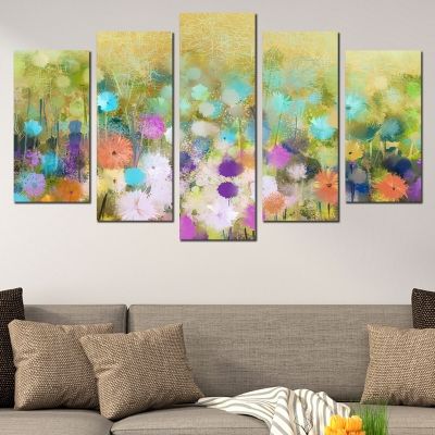 Canvas art set for home decoration abstract flowers diferent colors