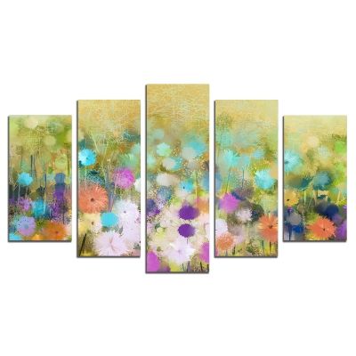0705 Wall art decoration (set of 5 pieces) Abstract flowers