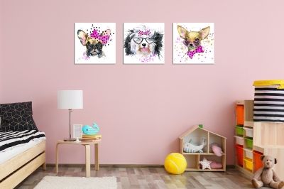 canvas set 3 pieces funny dogs