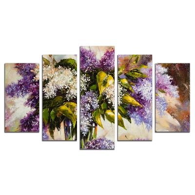 0436 Wall art decoration (set of 5 pieces) Lilac in a vase