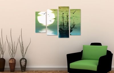 Wall art set in green and blue