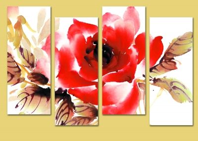 Art wall decoration with red rose