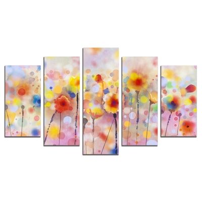 0709 Wall art decoration (set of 5 pieces) Abstract flowers