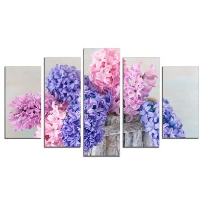 0527 Wall art decoration (set of 5 pieces) Spring flowers