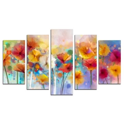 0550 Wall art decoration (set of 5 pieces) Abstract flowers