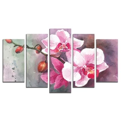 0564 Wall art decoration (set of 5 pieces) Art orchids