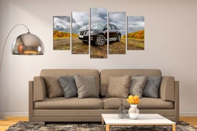  Art canvas decoration for wall with landscape with white car