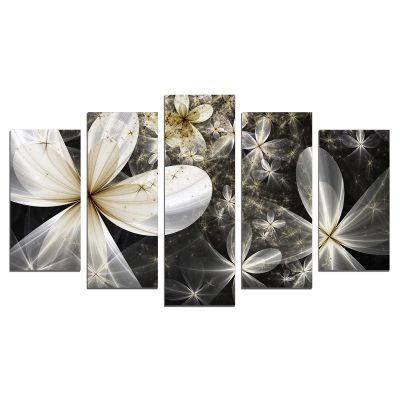 0629 Wall art decoration (set of 5 pieces) Abstract flowers