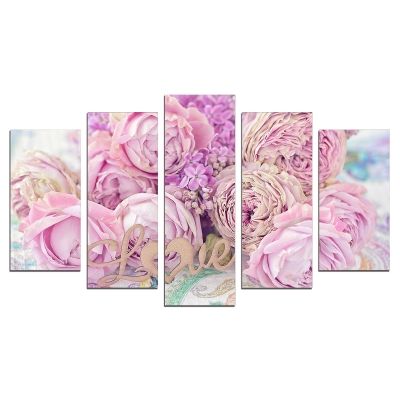 0640 Wall art decoration (set of 5 pieces) Bouquet of beautiful flowers