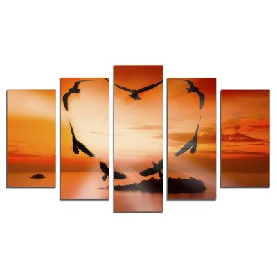 0312 Wall art decoration (set of 5 pieces) Romantic sunset
