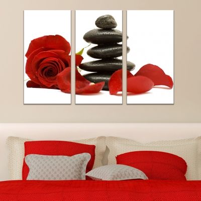 Wall art decoration in red, black and white