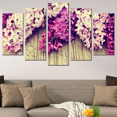Canvas art set for decoration lilac
