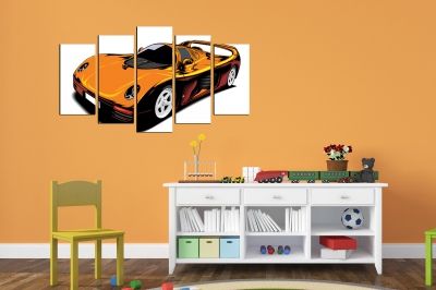 Wall art decoration for kids room with blue car