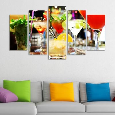 0109 Wall art decoration (set of 5 pieces) Cocktails