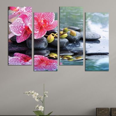 canvas wall art zen composition water, orchid and stones