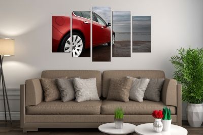  Art canvas decoration for wall with landscape with red car