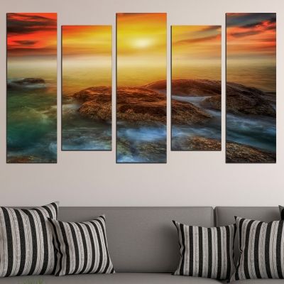 wall art decoration set 5 pieces beautiful sunset and sea