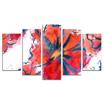 0472 Wall art decoration (set of 5 pieces) Abstract flowers