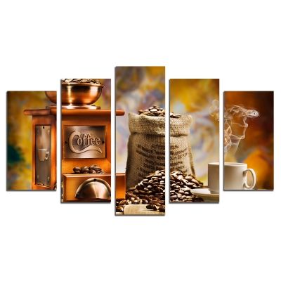 0473 Wall art decoration (set of 5 pieces) Coffee