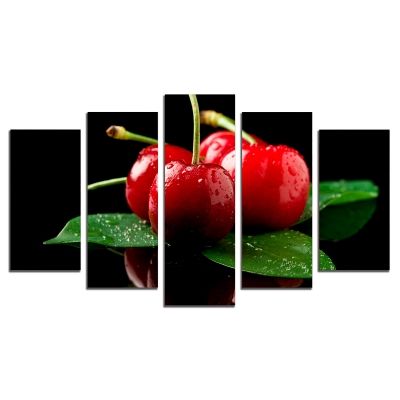 0496 Wall art decoration (set of 5 pieces) Cherries