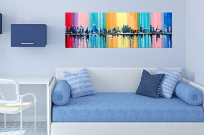 Wall art decoration teen room boy Abstract colorful city