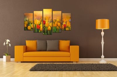 Canvas wall art set for bedroom Art yellow tulips