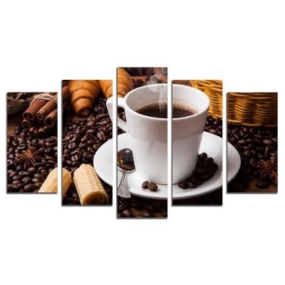 0518 Wall art decoration (set of 5 pieces) Coffee