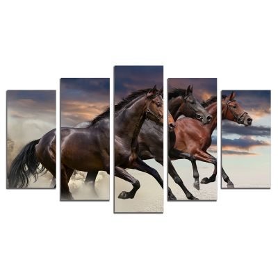 0526 Wall art decoration (set of 5 pieces) Wild horses