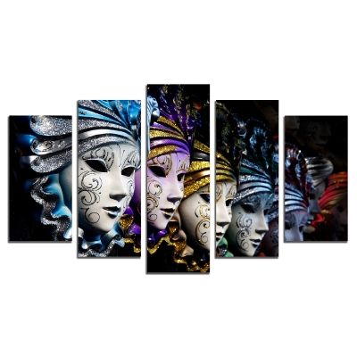 0528 Wall art decoration (set of 5 pieces) Venetian masks