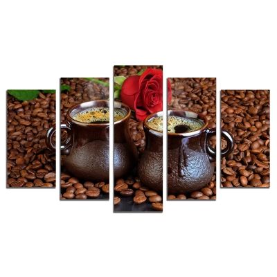 0529 Wall art decoration (set of 5 pieces) Aroma of coffee and roses