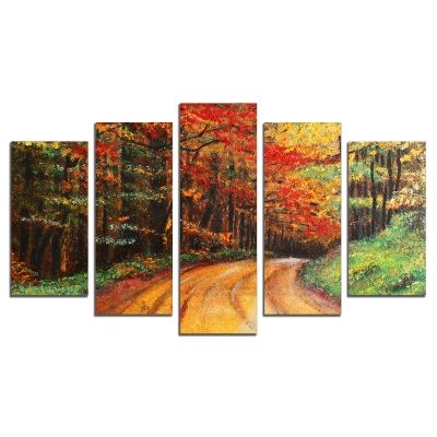 0542 Wall art decoration (set of 5 pieces) Colorful landscape