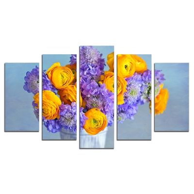 0546 Wall art decoration (set of 5 pieces) Colorful  bouquet