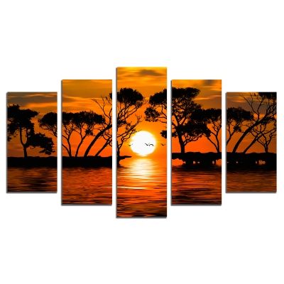 0556 Wall art decoration (set of 5 pieces)  Exotic sunset