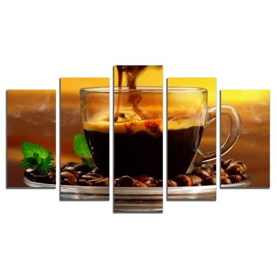 0569 Wall art decoration (set of 5 pieces) Aromatic coffee