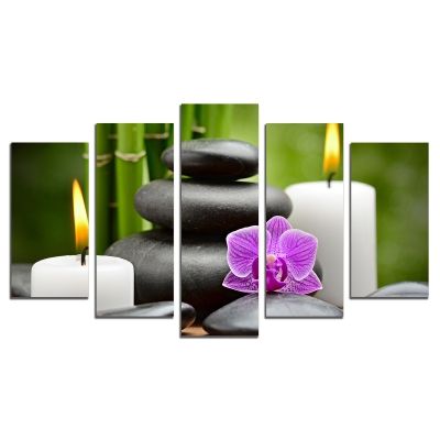 0586 Wall art decoration (set of 5 pieces) Zen composition with candles