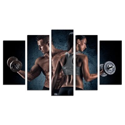 0637 Wall art decoration (set of 5 pieces) Fitness