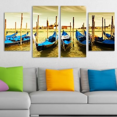 0044  Wall art decoration (set of 4 pieces)  Boats-Venice