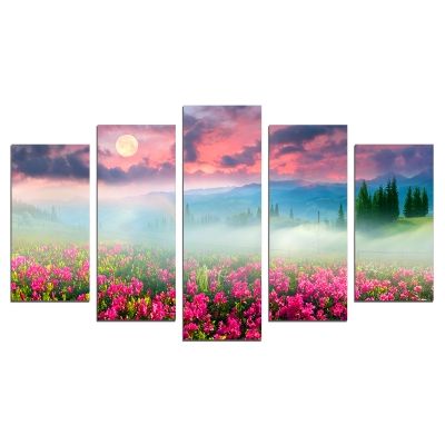 0681 Wall art decoration (set of 5 pieces) Colorful mountain landscape