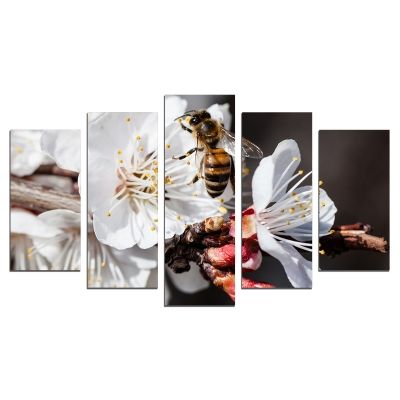 0683 Wall art decoration (set of 5 pieces) Blooming branch