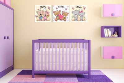 canvas set 3 pieces kid room girl U and me