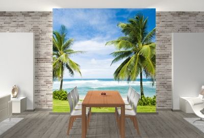 T0661 Wallpaper Beautiful beach with palms