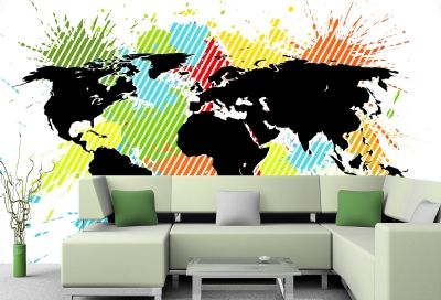 T0729 Wallpaper Abstract color map of the world