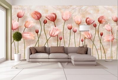 T9002 Wallpaper 3D Delicate tulips