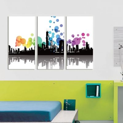 0081 Wall art decoration (set of 3 pieces) Modern City
