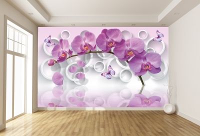 T9013 Wallpaper 3D Purple orchids