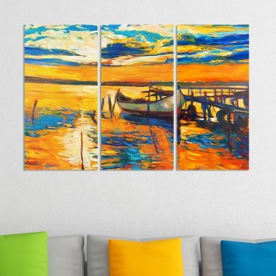 0007 Wall art decoration (set of 3 pieces) Colorful sunset
