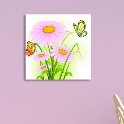 0077 Детска картина с цветя и пеперуди
