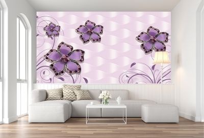 T9027 Wallpaper 3D Abstract flowers
