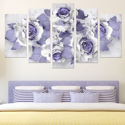 0751 Wall art decoration (set of 5 pieces) Abstract roses for bedroom