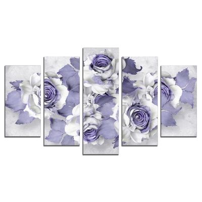 0751 Wall art decoration (set of 5 pieces) Abstract roses
